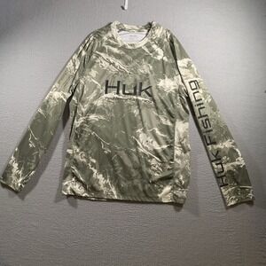 Huk Stormwater Pursuit Crew Men's Tech Shirt, Mossy Oak Freshwater, Small